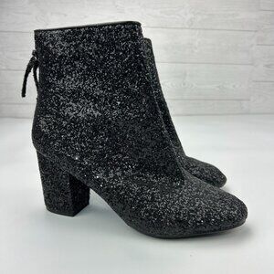 New Look Women’s Size 10 Black Glitter Sparkle Fabulous Boots Booties Block READ